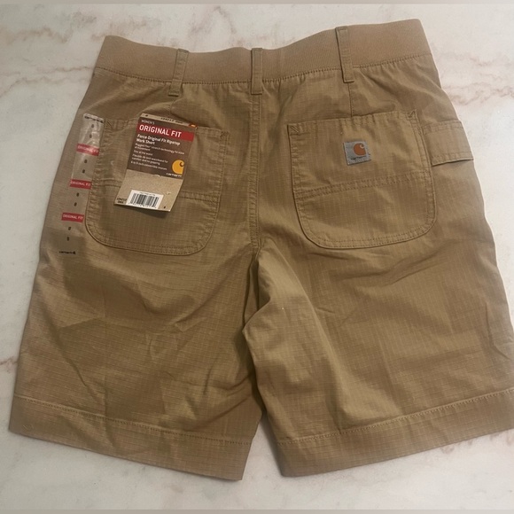 CARHARTT WOMEN'S ORIGINAL FIT Force Original Fit Ripstop Work Short Size 8 Khaki - Picture 2 of 9